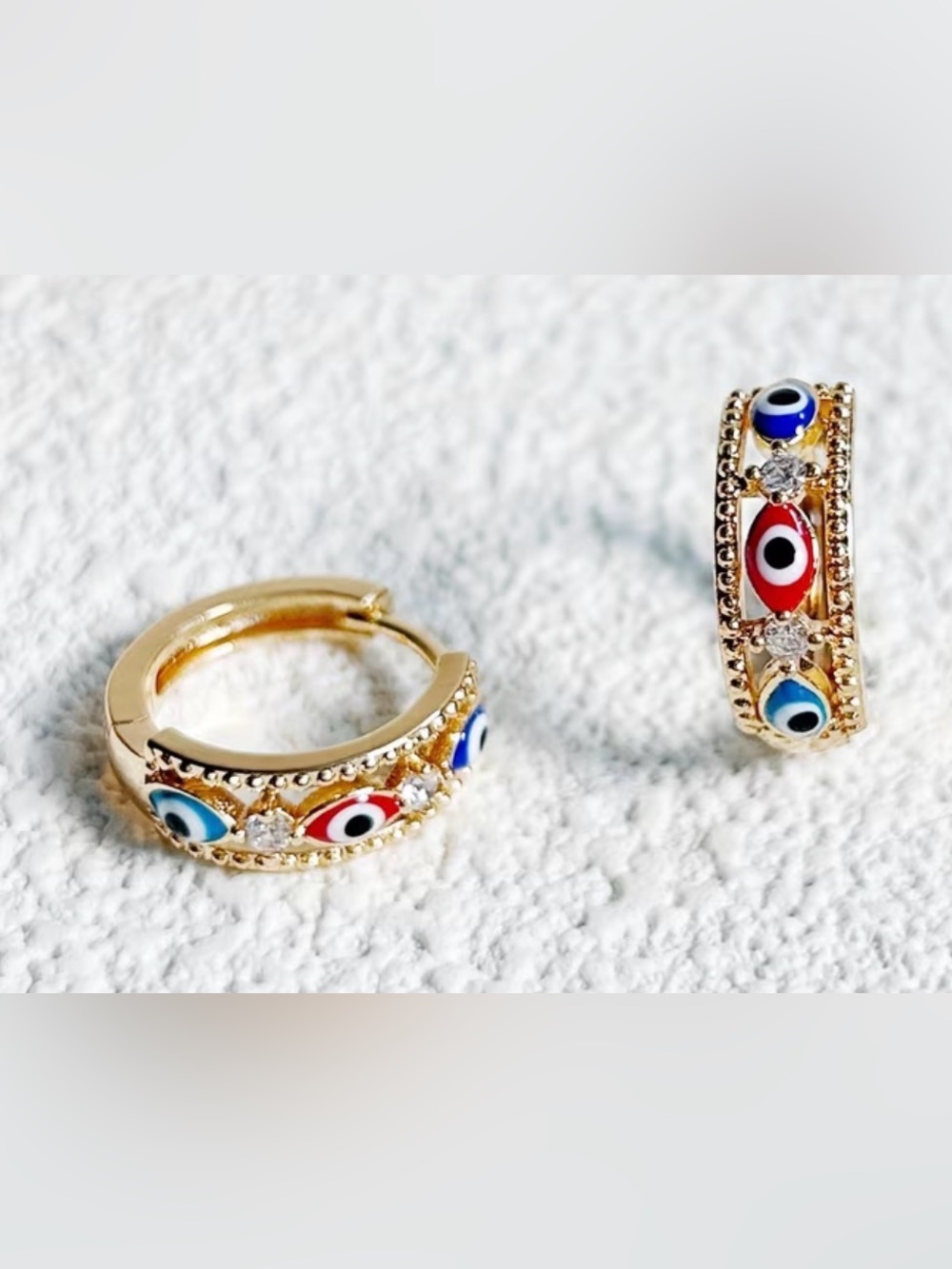 Evil Eye Multicolour Huggies/Small Hoop Earrings